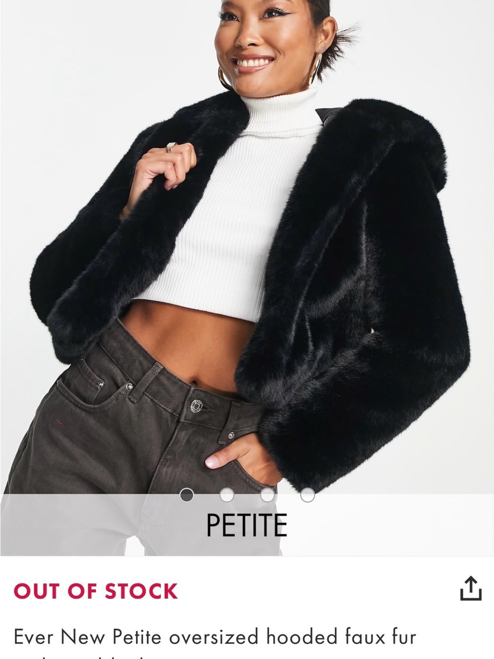 Ever New Black Petite Hooded Faux Fur Teddy Jacket
